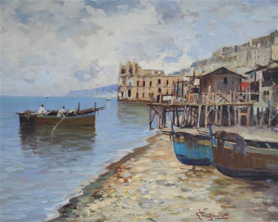 G. Mujica Fishing boats along with Italian coast 39 x 48.5cm